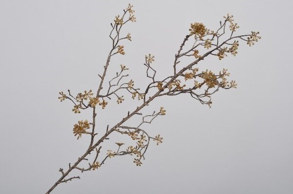 Dekorační zimní umělá květina Silk-ka bobule zlaté Spray 86cm