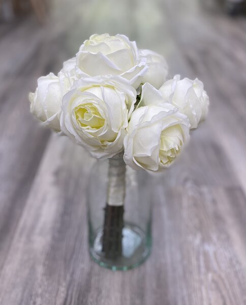 Umělá květina SILK-KA svazek růží bílá barva, výška 20cm