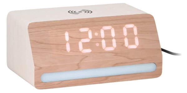 LED hodiny-budík 6078WH Karlsson s nabíječkou smartphonů 16cm