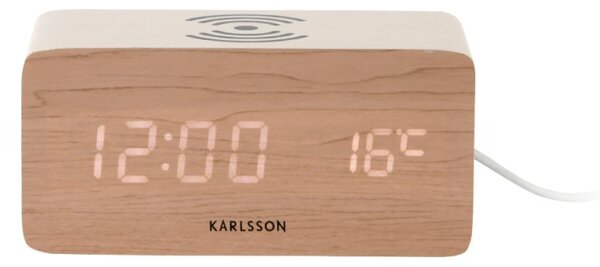 LED budík-hodiny 5933WH Karlsson s nabíječkou smartphonů 15cm
