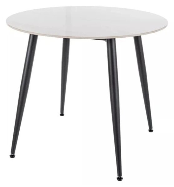 Kulatý jídelní stůl RION 90 cm s keramickou deskou, bílý mramor