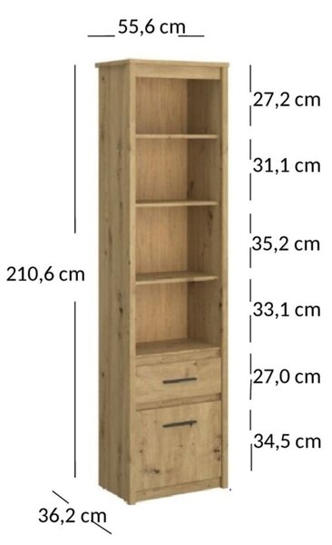 Regál otevřený 1d1s dub artisan Ayson