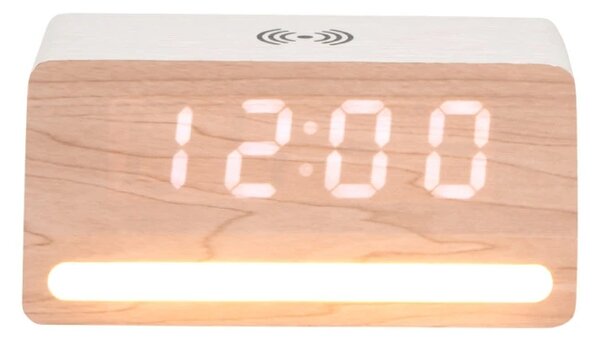 LED hodiny-budík 6078WH Karlsson s nabíječkou smartphonů 16cm