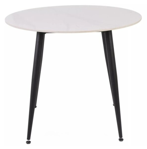Kulatý jídelní stůl RION 90 cm s keramickou deskou, bílý mramor
