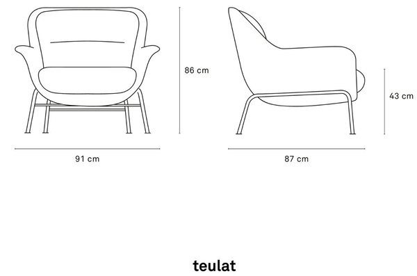 Petrolejově modré látkové lounge křeslo Teulat Sadira