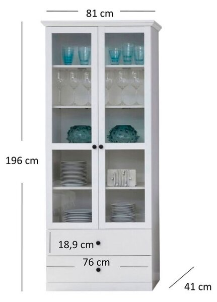 Vitrína vysoká 2w2s bílý Brandson