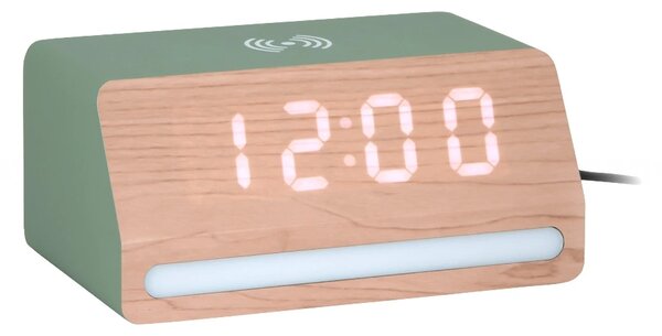 LED hodiny-budík 6078GR Karlsson s nabíječkou smartphonů 16cm