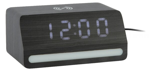 LED hodiny-budík 6078BK Karlsson s nabíječkou smartphonů 16cm
