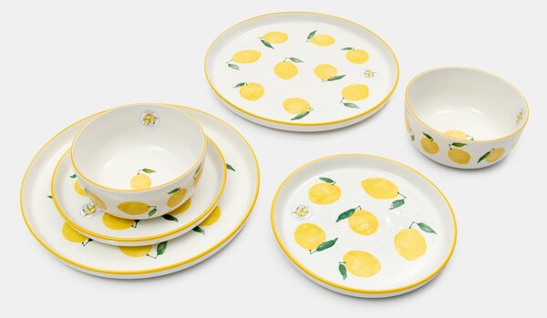 Sinsay - Keramické talíře s motivem citronů 2 pack - vícebarevná