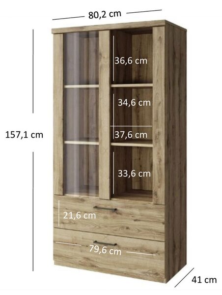 Vitrína nízká 1w2s dub navarra Doorset