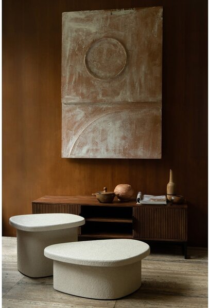 Béžový konferenční stolek v dekoru mramoru 49x74 cm Veda – Dutchbone
