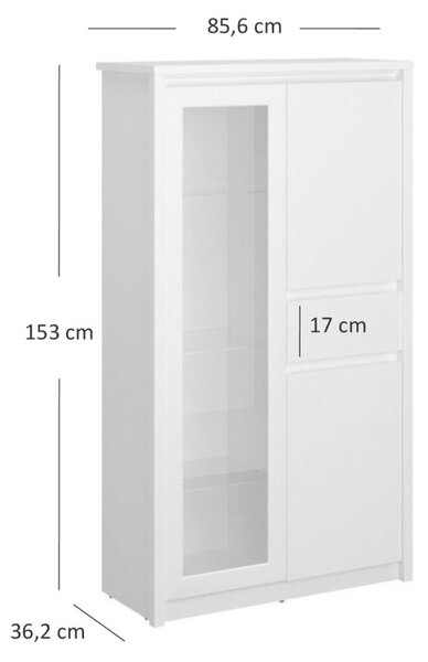 Vitrína nízká 2d1w1s bílý Erden