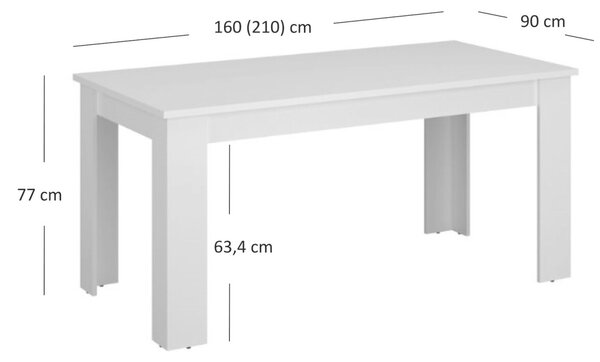 Rozkládací stůl 160/210 bílý Erden