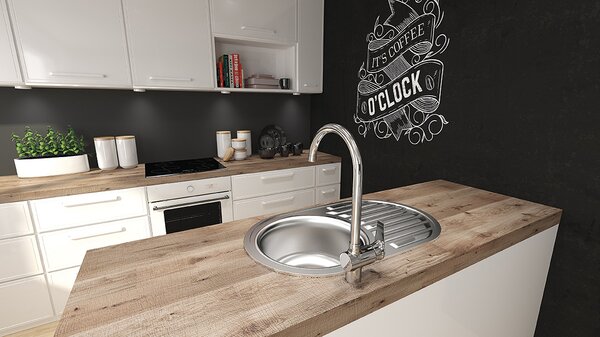 Kuchinox Faro, 1-komorový nerezový dřez 770x500x180 mm s odkapávačem, ocelová, LAV-SKH_081T