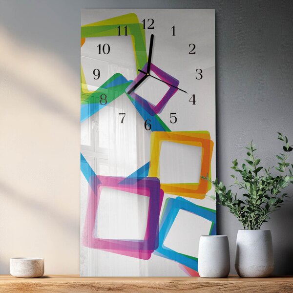 Skleněné hodiny vertikální Barevné obdélníky zsppc-30x60-00183182
