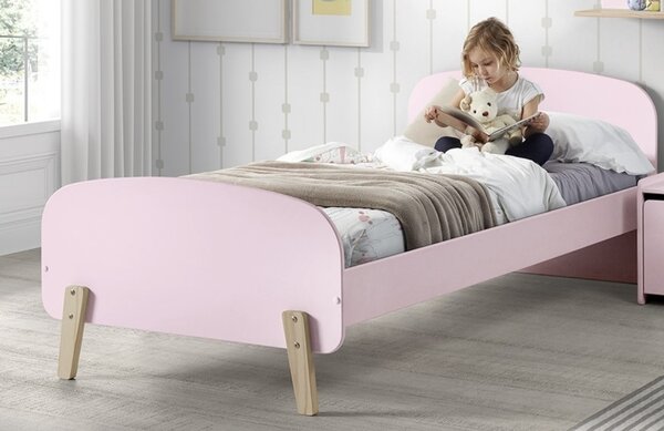 Růžová lakovaná dětská postel Vipack Kiddy 90x200 cm