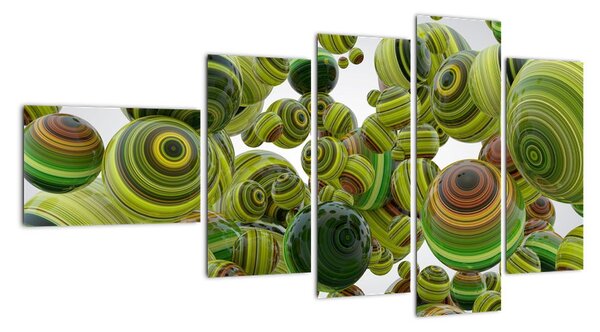 Abstraktní obraz - zelené koule (110x60cm)