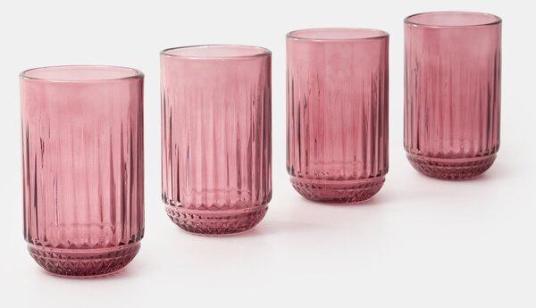 Sinsay - Sada žebrovaných sklenic 4 pack - růžová