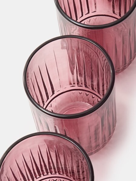 Sinsay - Sada žebrovaných sklenic 4 pack - růžová