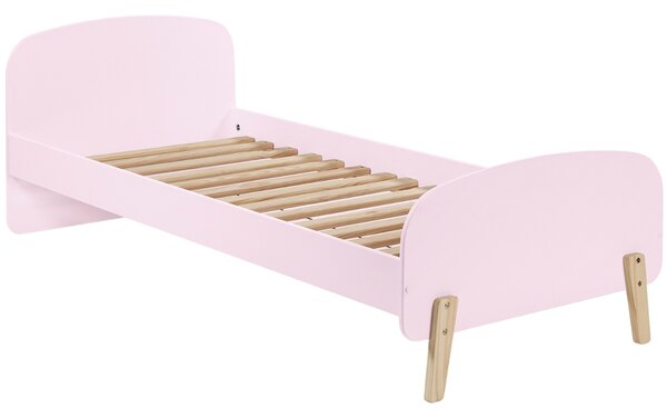 Růžová dřevěná dětská postel Vipack Kiddy 90x200 cm