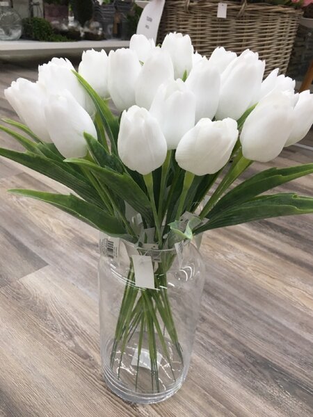 Umělá květina Edwilan tulipán, barva bílá, výška 44 cm