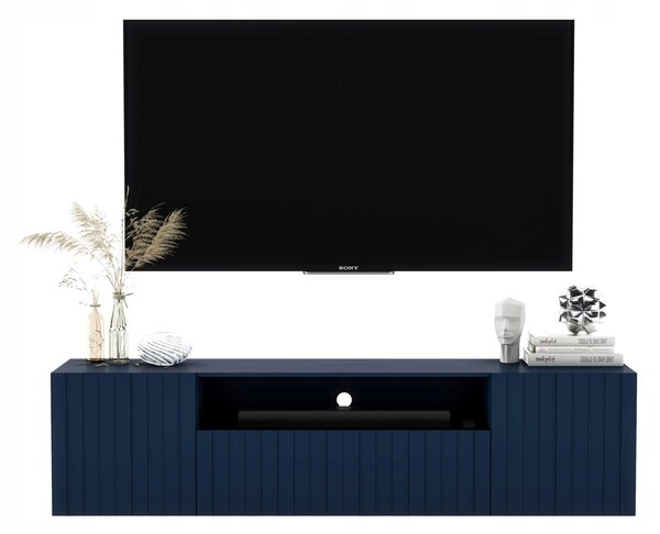 Závěsná komoda Glamour, TV stolek, Tmavě modrá MAT