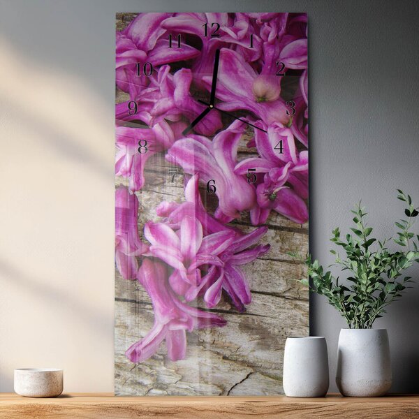Skleněné hodiny vertikální Květiny zsppc-30x60-00172155