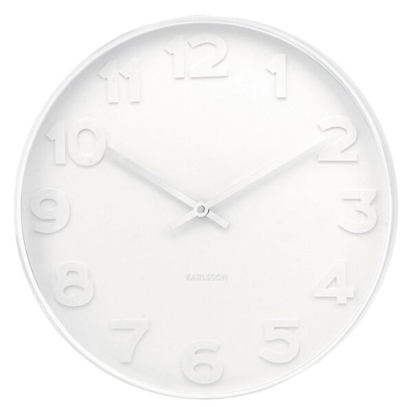 Nástěnné hodiny Karlsson bílá, D 37,5cm, H 6cm, 1 AA baterie