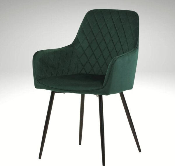 Vikio Jídelní set pro 6 osob 180x90 cm dub noha U zelená židle s područkami VJS168-6Z