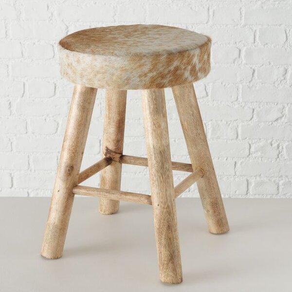 Dřevěná stolička Boltze, výška 45cm, průměr 31cm, mango, ruční výroba