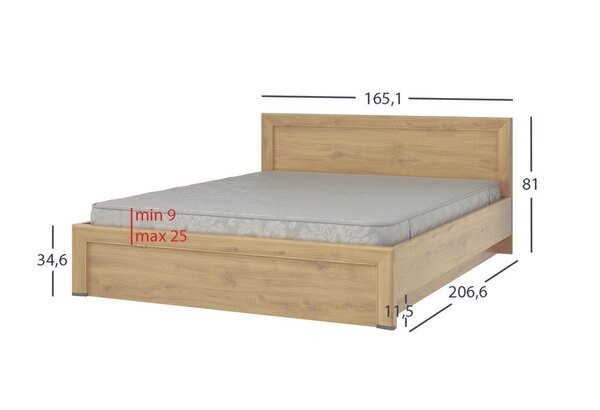 Postel 160x200 s roštem, úložným prostorem Sapori dub navarra