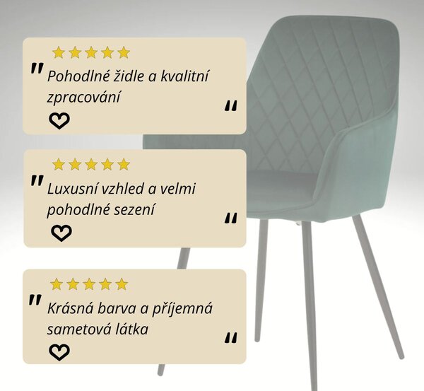 Vikio Jídelní židle s područkami zelená sametová látka AJZ221Z