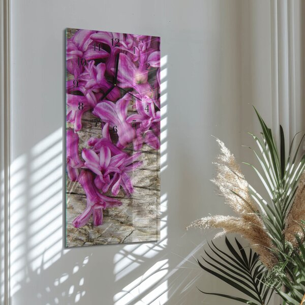 Skleněné hodiny vertikální Květiny zsppc-30x60-00172155