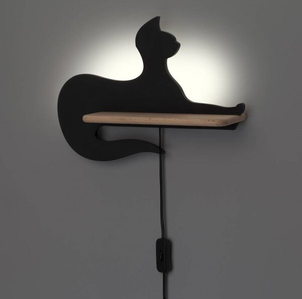 LED Dětské nástěnné svítidlo s poličkou BLACK CAT LED/5W/230V