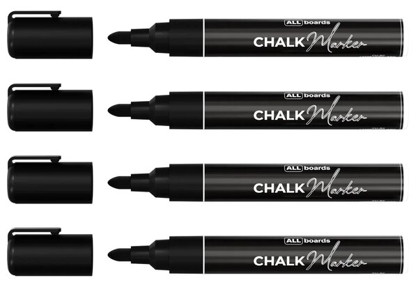 Sada křídových markerů ALLboards – 4 ks černé, CM-BK/4PCS