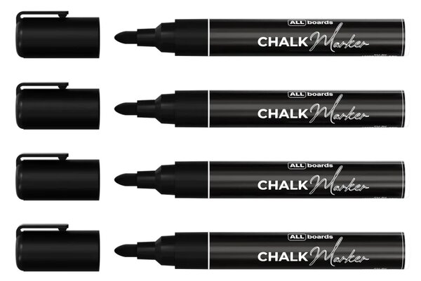 Sada křídových markerů ALLboards – 4 ks černé, CM-BK/4PCS