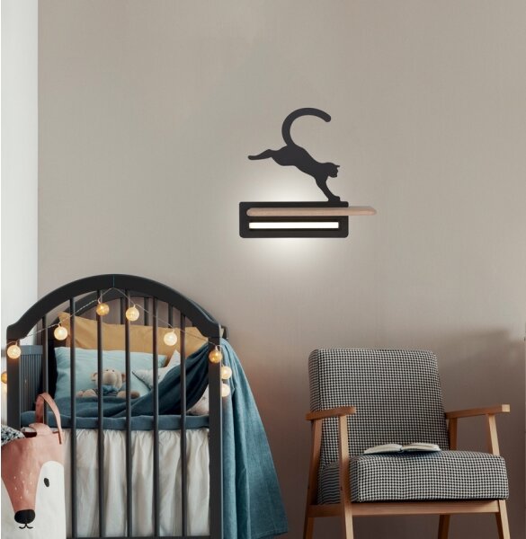 LED Dětské nástěnné svítidlo s poličkou JUMPING CAT LED/5W/230V