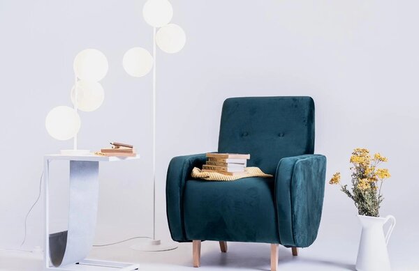 Nordic Design Bílá skleněná stolní lampa Bubbly