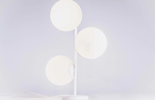 Nordic Design Bílá skleněná stolní lampa Bubbly