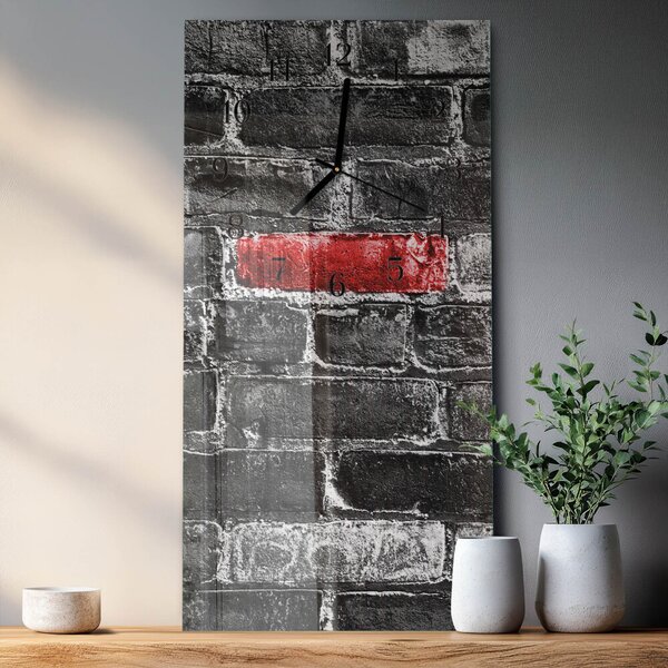 Skleněné hodiny vertikální Cihlový zsppc-30x60-00175401