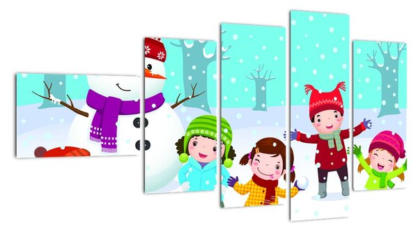 Obraz dětí na sněhu (110x60cm)