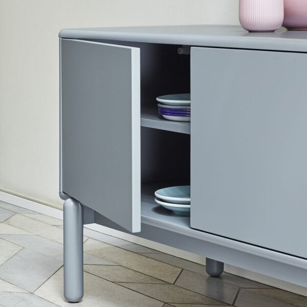 Modrošedý lakovaný TV stolek Teulat Corvo 180 x 40 cm
