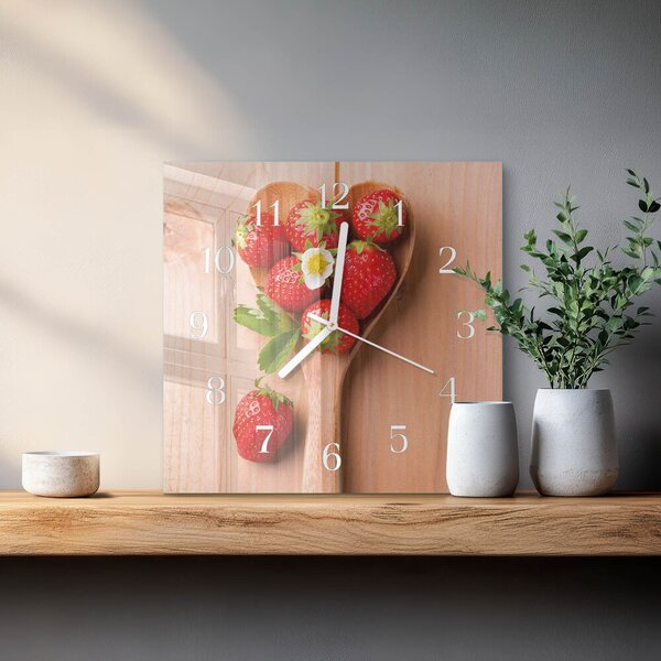 Skleněné hodiny Jahoda zskb-30x30-00090679