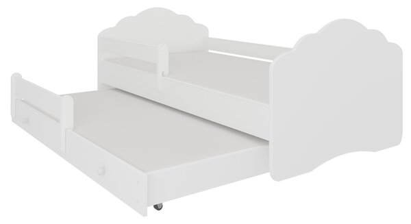 ADRK Rozkládací postel CASIMO II, CH-Cas-II-Bar-W-E090, 160x80 cm se zábradlím a matrací, bílá