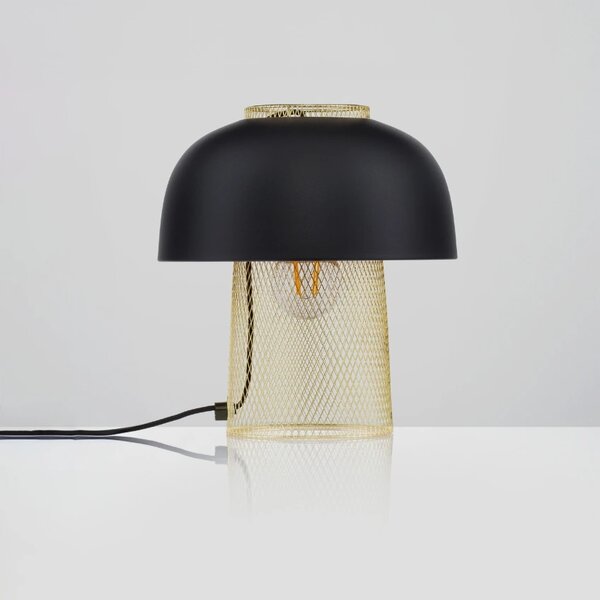 Černo-zlatá kovová stolní lampa Nova Luce Sqube