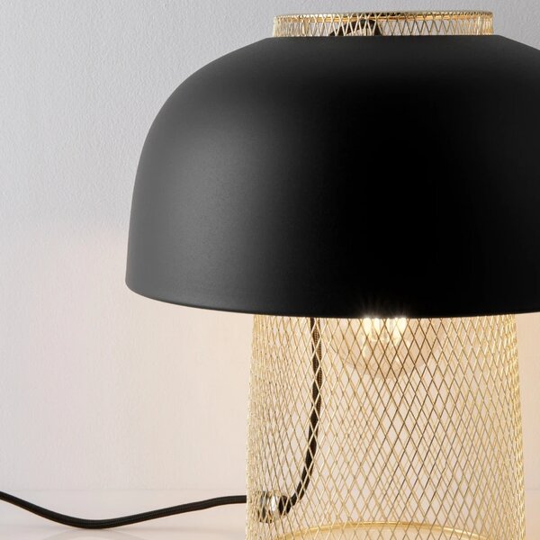 Černo-zlatá kovová stolní lampa Nova Luce Sqube