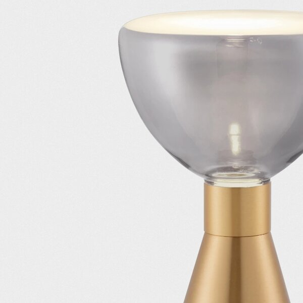 Nova Luce Kouřově šedá skleněná stolní LED lampa Voi