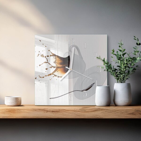 Skleněné hodiny Šálek kávy zskb-30x30-00092869