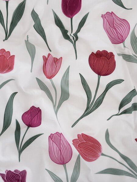 MK Lůžkoviny Bavlněné povlečení Renforcé - Květy tulipánů fialové 140 × 200 cm, 70 x 90 cm