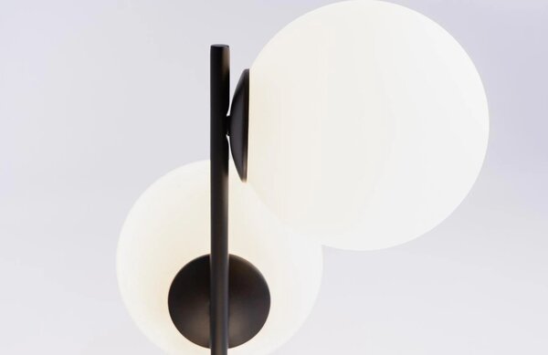 Nordic Design Bílo černá skleněná stolní lampa Bubbly